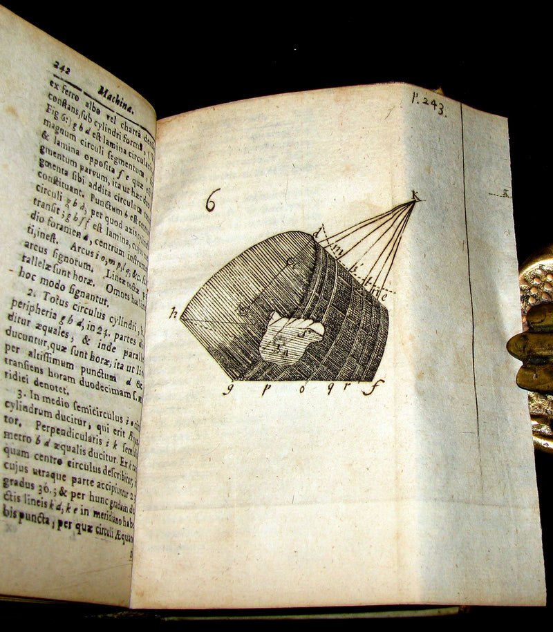 1721 Scarce Latin Vellum Book - OPERA MATHEMATICA by Ignace-Gaston Pardies Illustrated