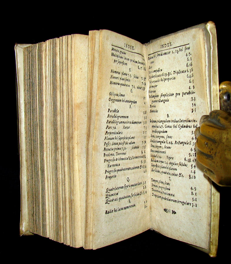 1721 Scarce Latin Vellum Book - OPERA MATHEMATICA by Ignace-Gaston Pardies Illustrated