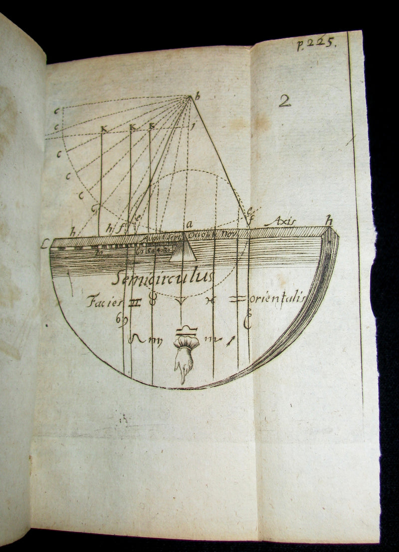 1721 Scarce Latin Vellum Book - OPERA MATHEMATICA by Ignace-Gaston Pardies Illustrated