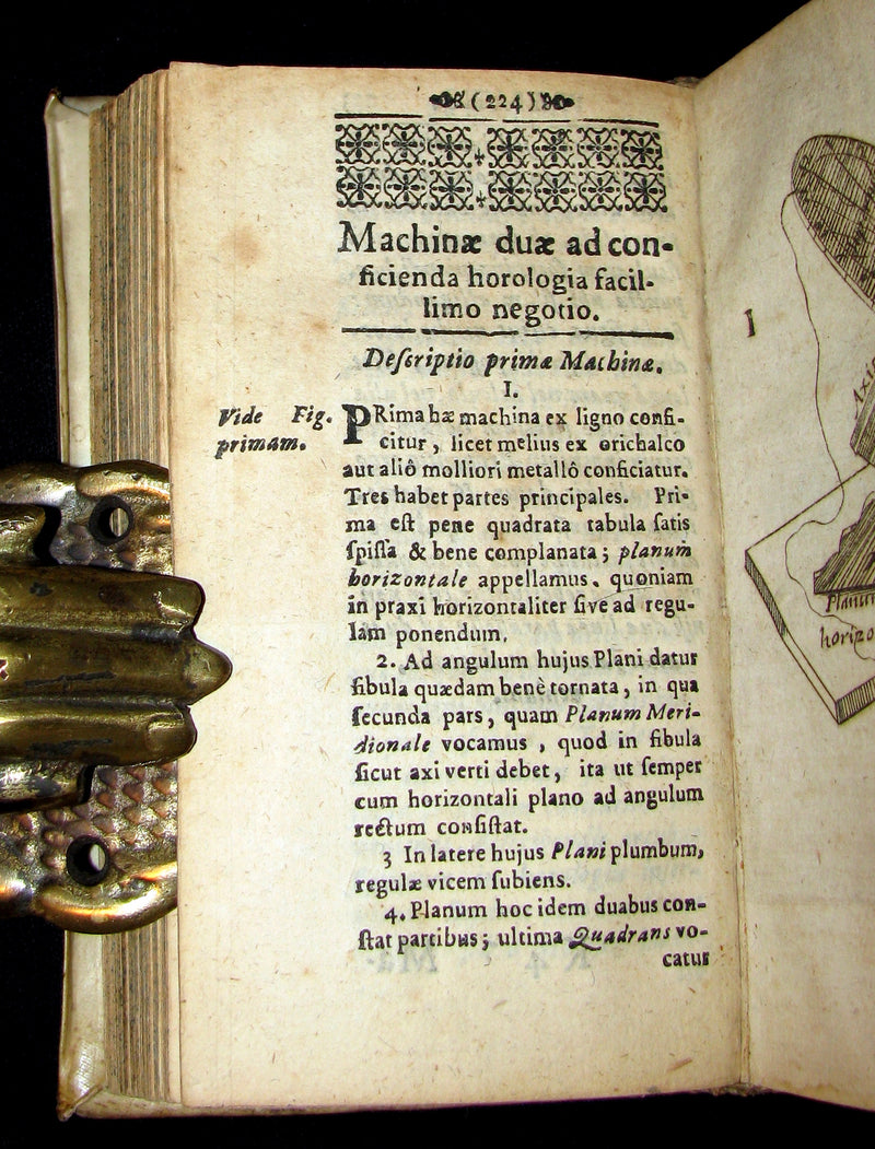 1721 Scarce Latin Vellum Book - OPERA MATHEMATICA by Ignace-Gaston Pardies Illustrated