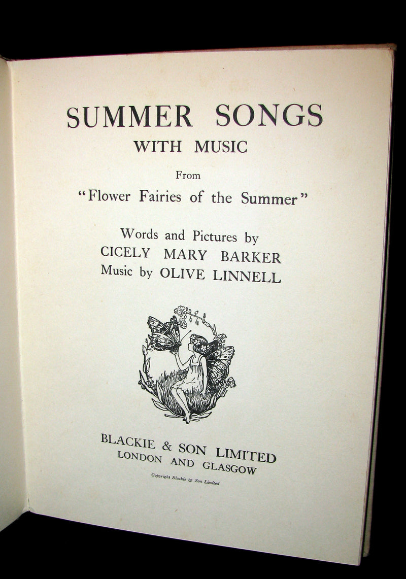 1927 First Edition - Cicely Mary Barker - Summer Songs with Music from "Flower Fairies of the Summer"