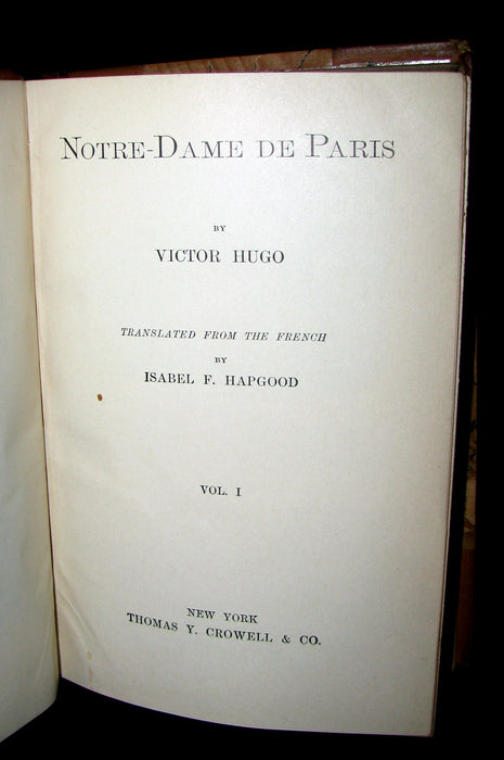 1888 Rare Victorian Book set - Victor Hugo Works - Notre-Dame, Les Miserables, etc.