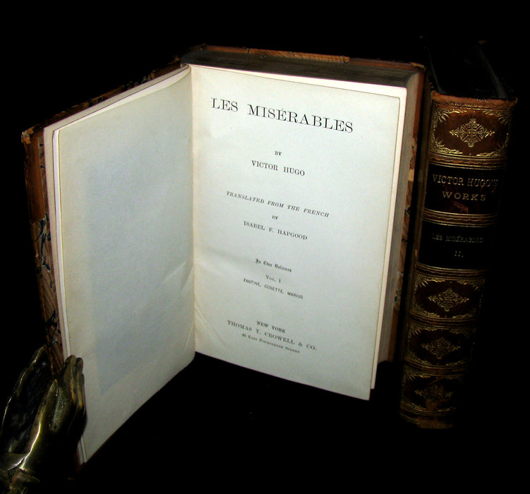 1888 Rare Victorian Book set - Victor Hugo Works - Notre-Dame, Les Miserables, etc.