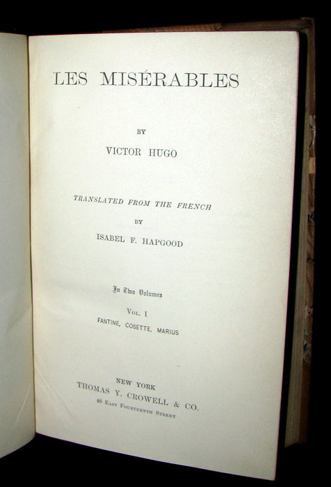 1888 Rare Victorian Book set - Victor Hugo Works - Notre-Dame, Les Miserables, etc.