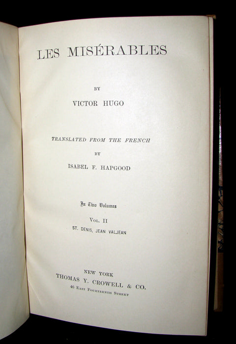 1888 Rare Victorian Book set - Victor Hugo Works - Notre-Dame, Les Miserables, etc.