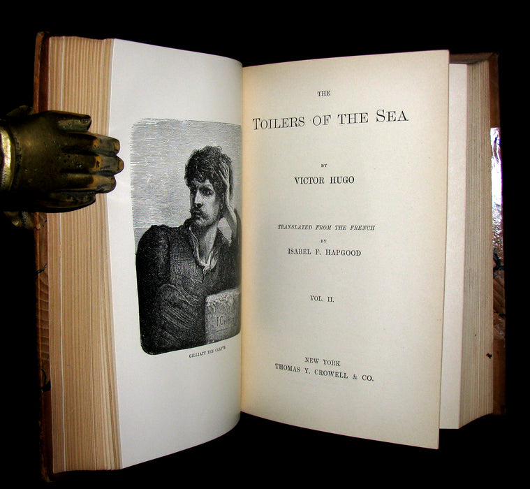 1888 Rare Victorian Book set - Victor Hugo Works - Notre-Dame, Les Miserables, etc.