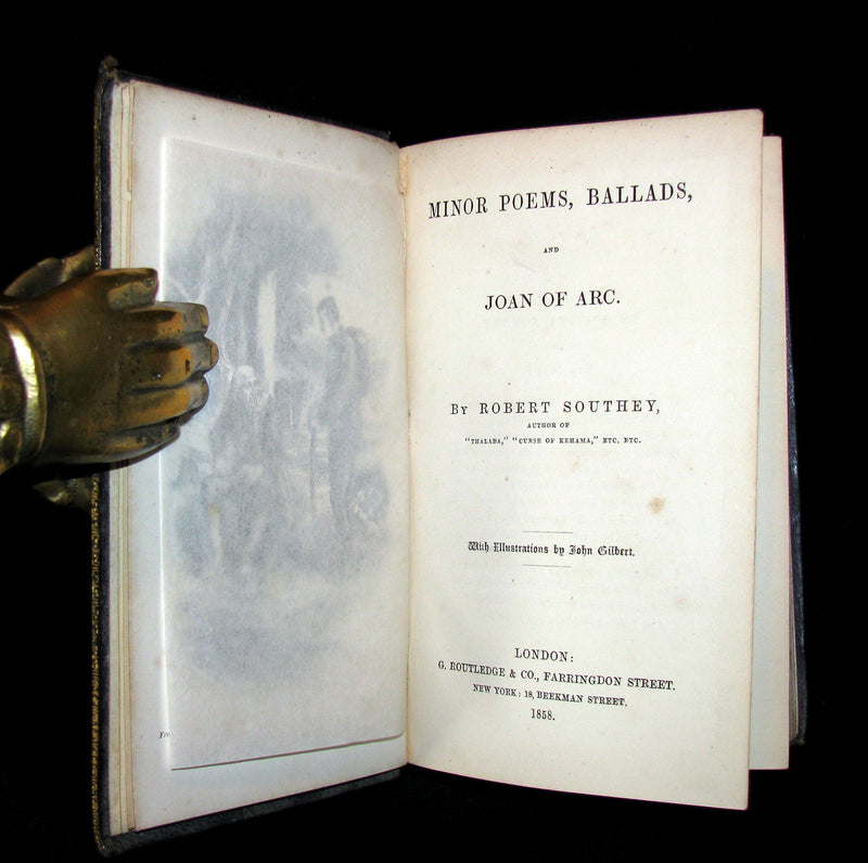 1858 Rare Victorian Book - JOAN OF ARC and Minor Poems, Ballads by Robert Southey