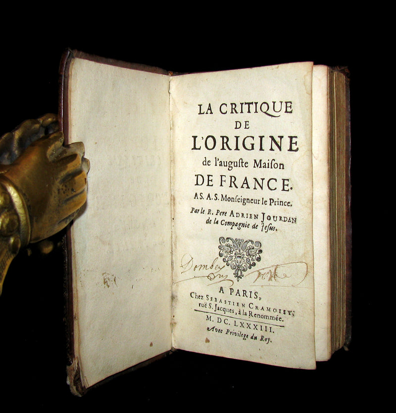 1683 Scarce French Book -La Critique De L'origine De L'auguste Maison De France. Roy Pepin & Hugues de Capet.