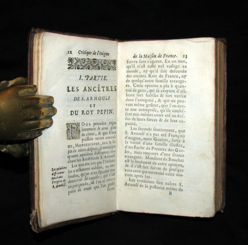 1683 Scarce French Book -La Critique De L'origine De L'auguste Maison De France. Roy Pepin & Hugues de Capet.