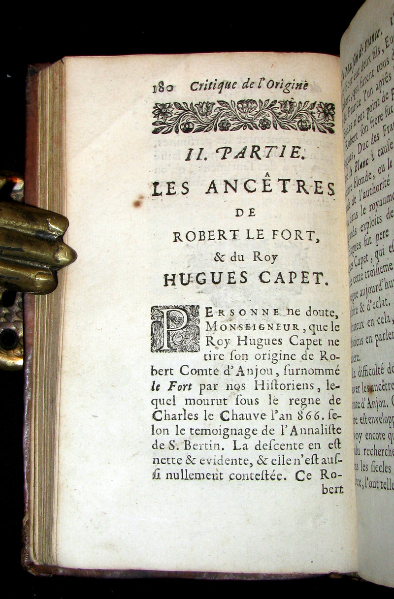 1683 Scarce French Book -La Critique De L'origine De L'auguste Maison De France. Roy Pepin & Hugues de Capet.