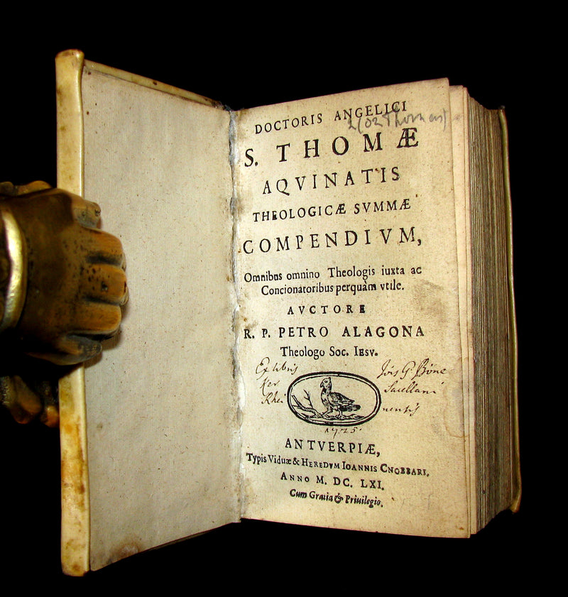 1661 Rare Vellum Book - Saint Thomas Aquinas ' Theologicae Summae Compendium.