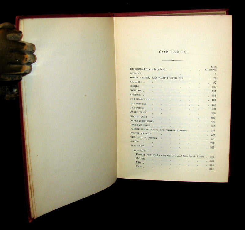 1888 Rare Victorian Book - WALDEN by Henry David Thoreau  with an introductory note by Will H Dircks
