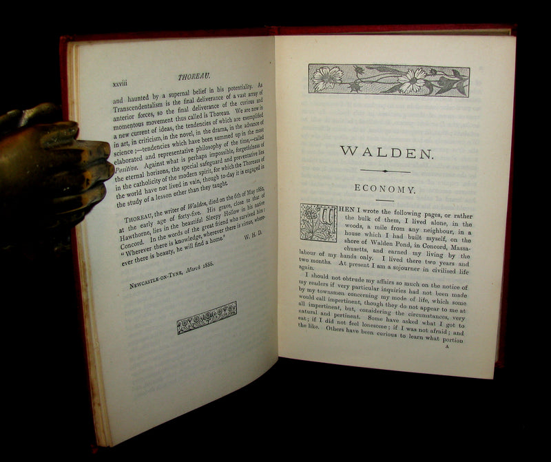 1888 Rare Victorian Book - WALDEN by Henry David Thoreau  with an introductory note by Will H Dircks