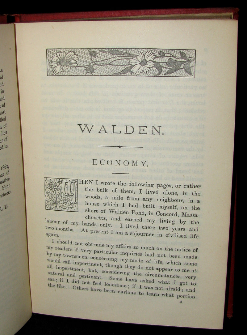 1888 Rare Victorian Book - WALDEN by Henry David Thoreau  with an introductory note by Will H Dircks