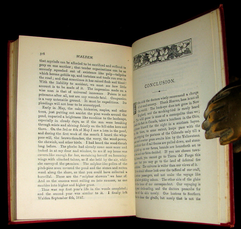 1888 Rare Victorian Book - WALDEN by Henry David Thoreau  with an introductory note by Will H Dircks