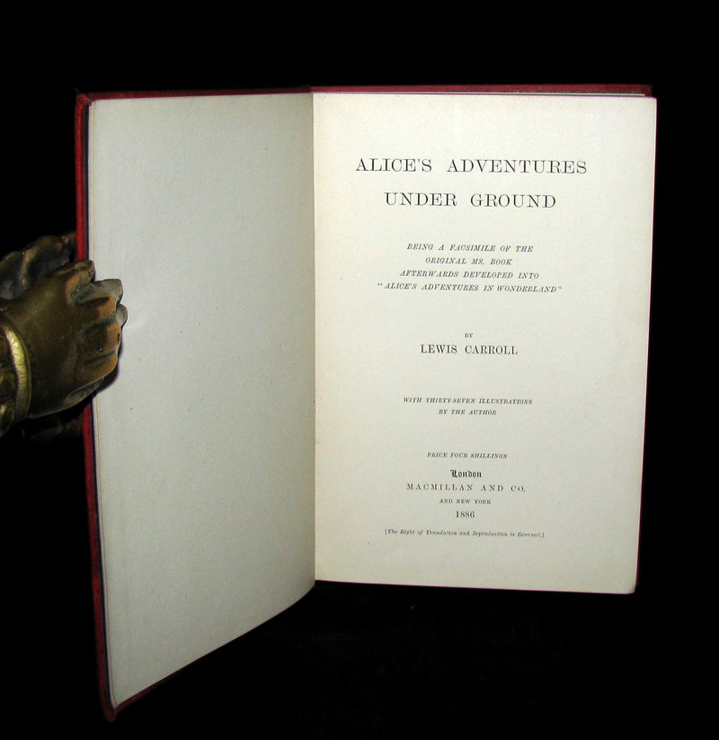 1886 Rare First Edition - Alice's Adventures Under Ground by Lewis Carroll.