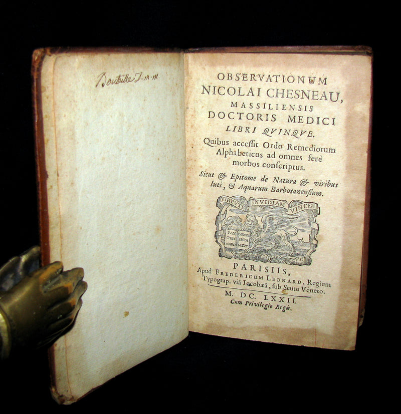 1672 Rare Medical 1stED Book - Doctor Chesneau Medical Observations and Remedies