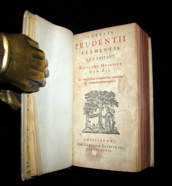 1667 Rare Vellum Book - Aurelius Prudentius Clemens - Roman Christian Poetry