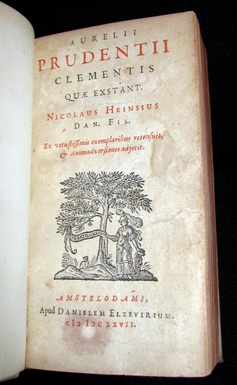 1667 Rare Vellum Book - Aurelius Prudentius Clemens - Roman Christian Poetry