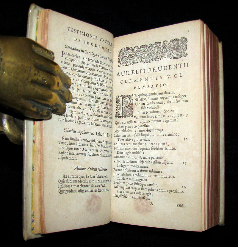 1667 Rare Vellum Book - Aurelius Prudentius Clemens - Roman Christian Poetry