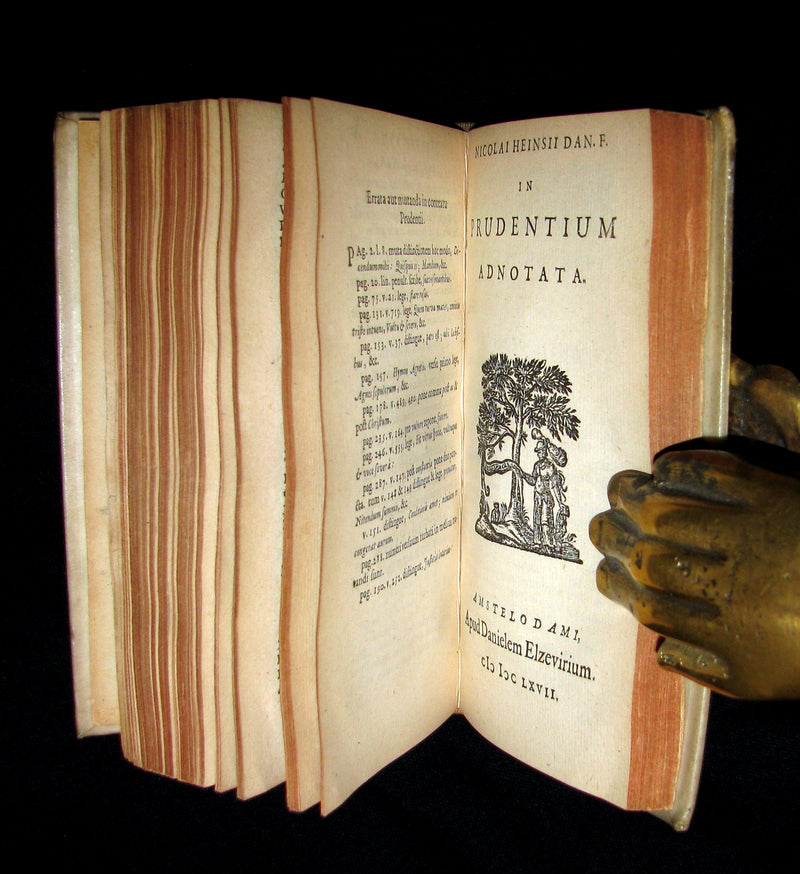 1667 Rare Vellum Book - Aurelius Prudentius Clemens - Roman Christian Poetry