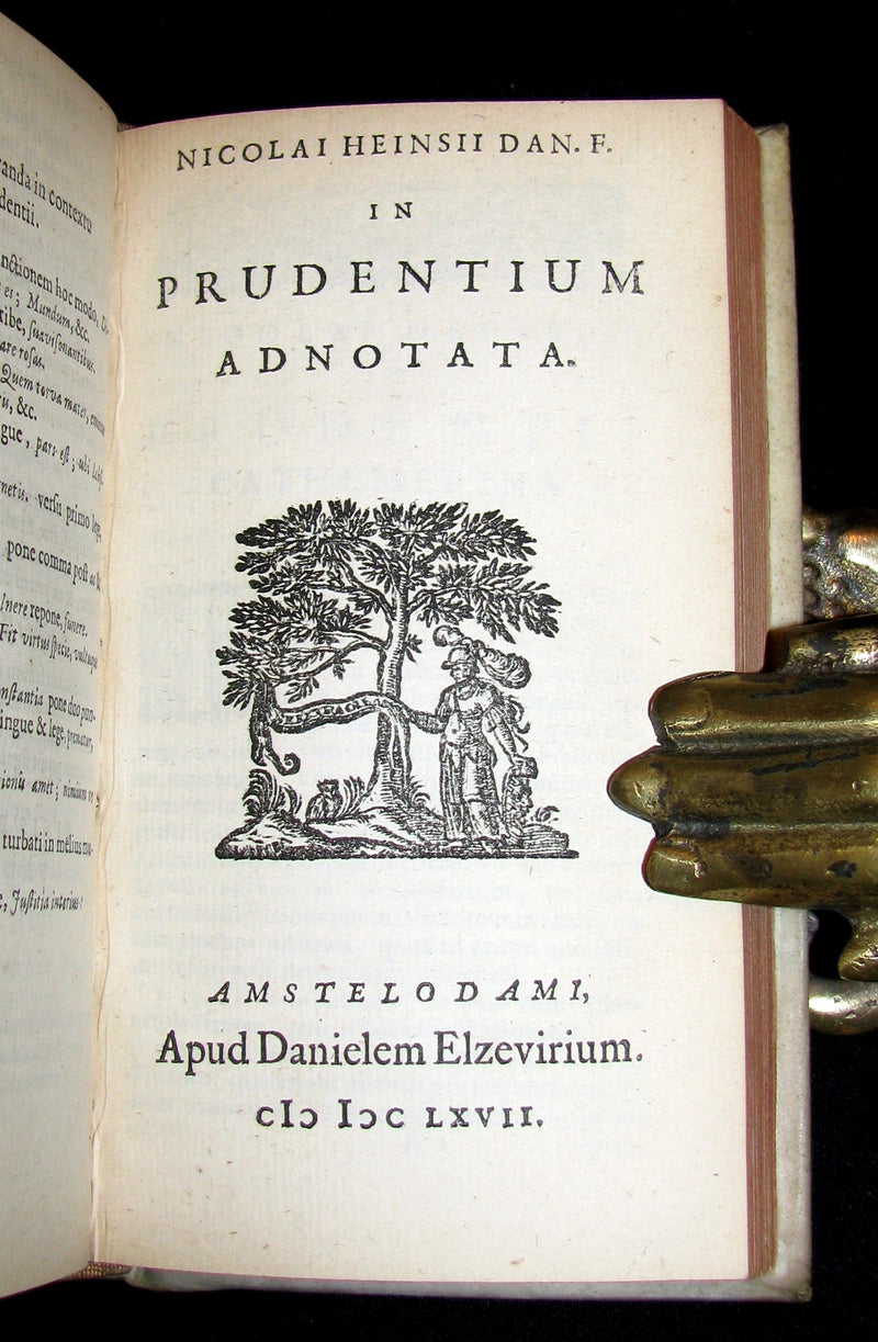 1667 Rare Vellum Book - Aurelius Prudentius Clemens - Roman Christian Poetry