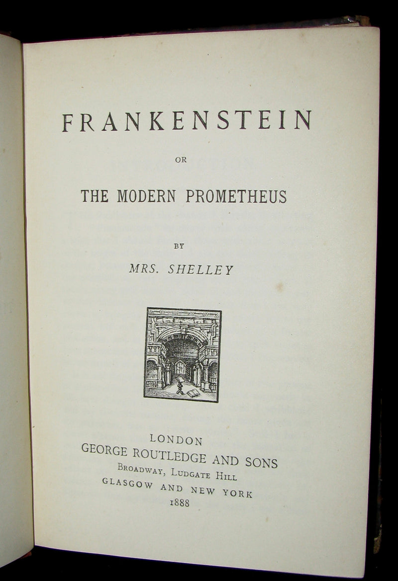 1888 Rare Book - FRANKENSTEIN  or, The Modern Prometheus by Mary Shelley