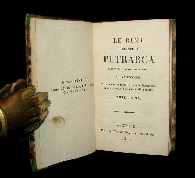 1812 Rare Italian Book set - Petrarch - Le Rime de Francesco Petrarca