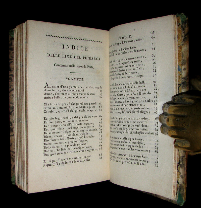 1812 Rare Italian Book set - Petrarch - Le Rime de Francesco Petrarca