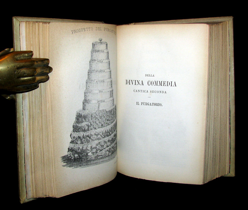 1881 Rare Italian Vellum Book - La Divina Commedia di DANTE ALIGHIERI - Divine Comedy.