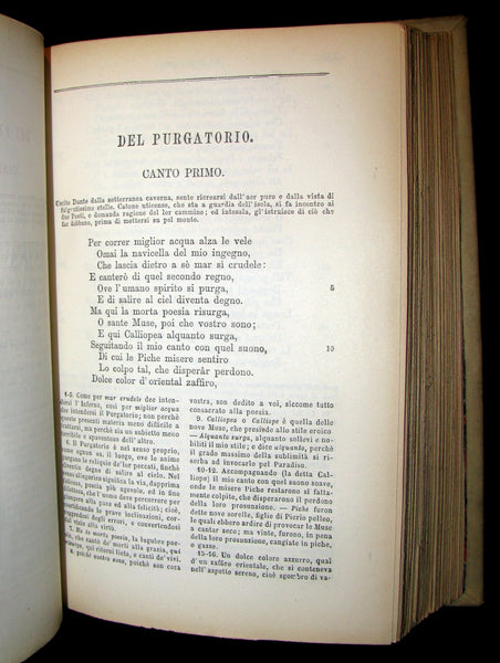 1881 Rare Italian Vellum Book - La Divina Commedia di DANTE ALIGHIERI - Divine Comedy