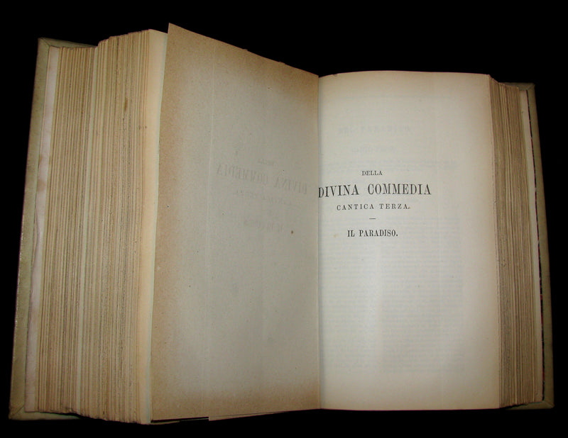 1881 Rare Italian Vellum Book - La Divina Commedia di DANTE ALIGHIERI - Divine Comedy.