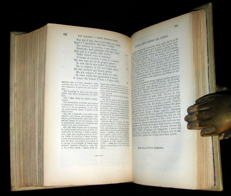 1881 Rare Italian Vellum Book - La Divina Commedia di DANTE ALIGHIERI - Divine Comedy.
