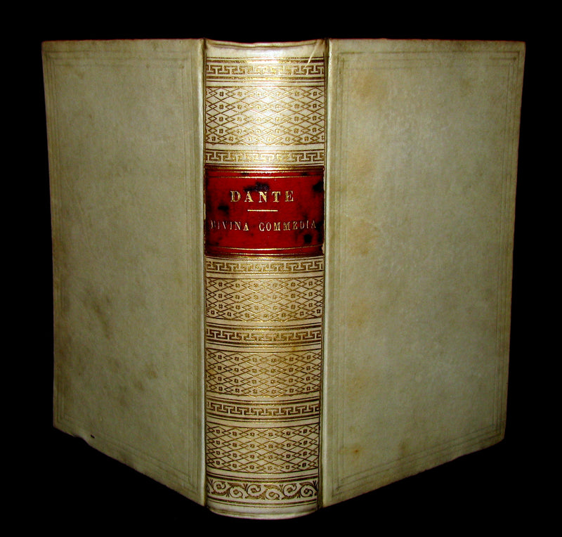 1881 Rare Italian Vellum Book - La Divina Commedia di DANTE ALIGHIERI - Divine Comedy.