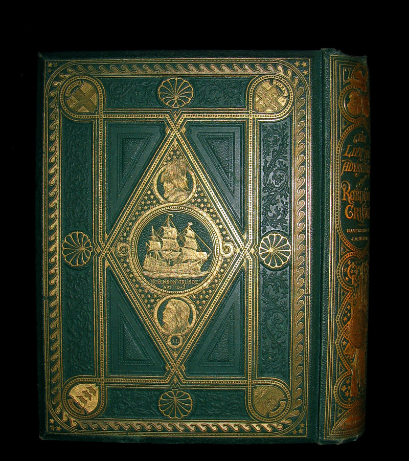 1864 Rare Book - Beautiful Binding - THE LIFE & ADVENTURES OF ROBINSON CRUSOE.