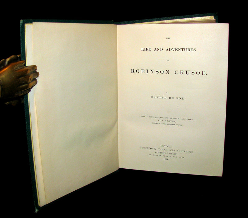 1864 Rare Book - Beautiful Binding - THE LIFE & ADVENTURES OF ROBINSON CRUSOE.