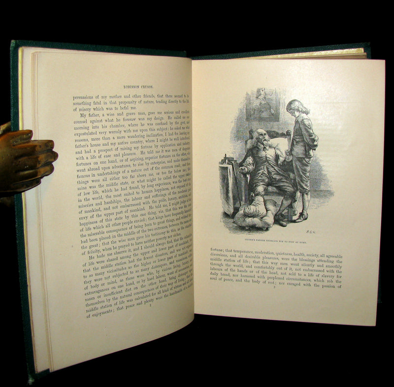 1864 Rare Book - Beautiful Binding - THE LIFE & ADVENTURES OF ROBINSON CRUSOE.