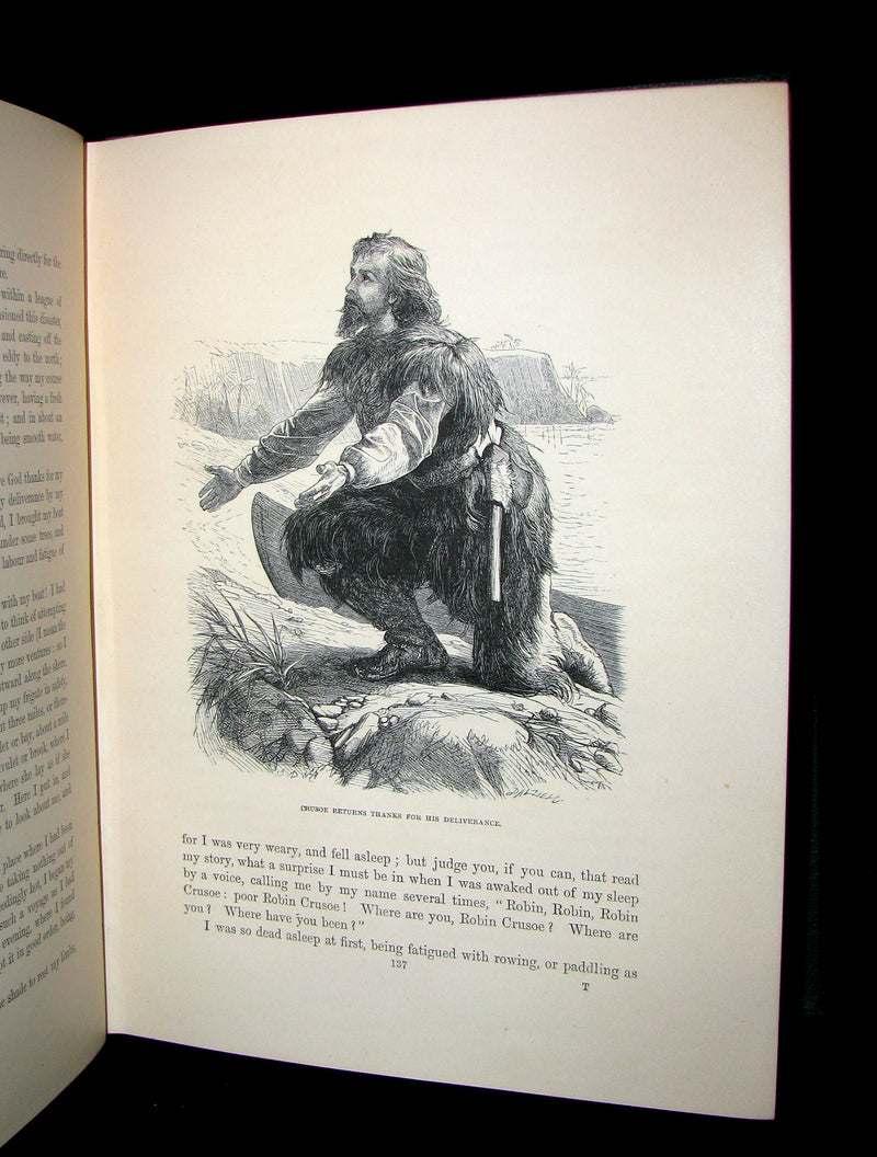 1864 Rare Book - Beautiful Binding - THE LIFE & ADVENTURES OF ROBINSON CRUSOE.