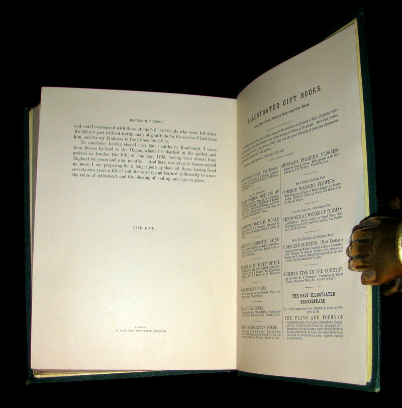 1864 Rare Book - Beautiful Binding - THE LIFE & ADVENTURES OF ROBINSON CRUSOE.