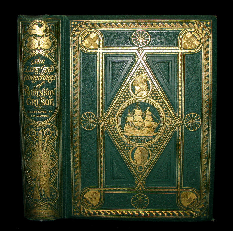 1864 Rare Book - Beautiful Binding - THE LIFE & ADVENTURES OF ROBINSON CRUSOE.