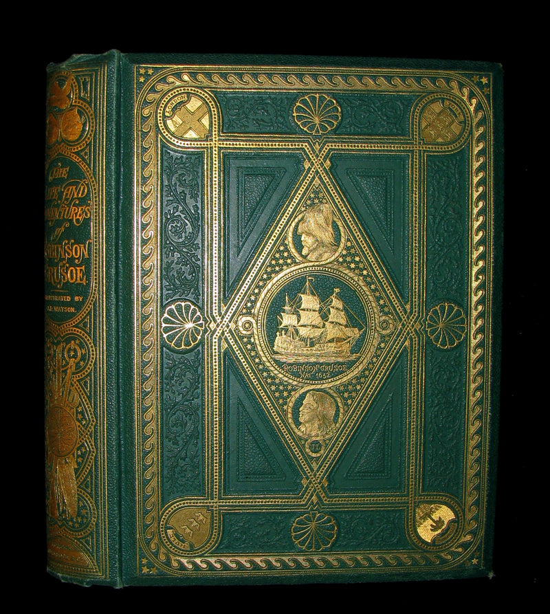 1864 Rare Book - Beautiful Binding - THE LIFE & ADVENTURES OF ROBINSON CRUSOE.