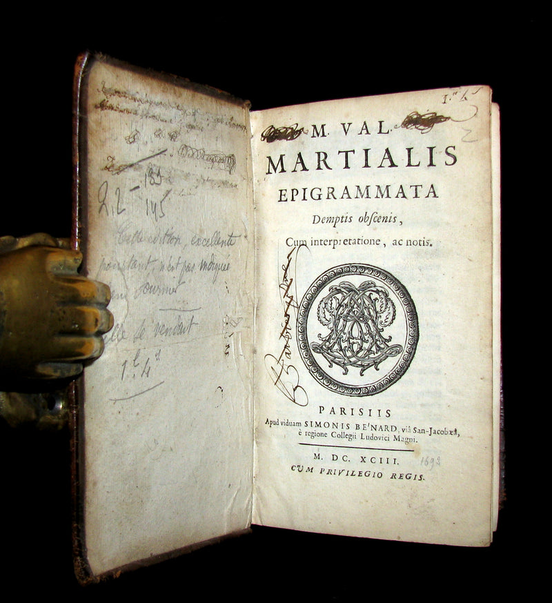 1693 Rare Book - MARTIAL's Epigrams - M. Val Martialis Epigrammata Demptis Obscenis