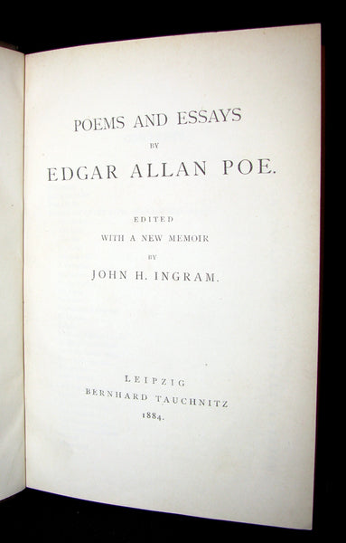1884 Rare Book - Poems and Essays by EDGAR ALLAN POE.