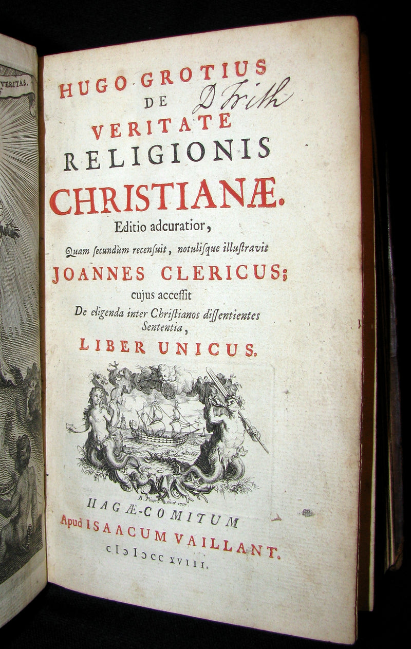 1718 Rare Book - On The Truth of the Christian Religion by Hugo Grotius.