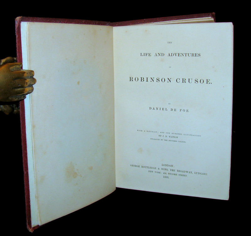 1869 Rare Victorian Book - THE LIFE & ADVENTURES OF ROBINSON CRUSOE.