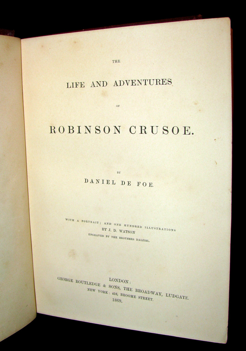 1869 Rare Victorian Book - THE LIFE & ADVENTURES OF ROBINSON CRUSOE.