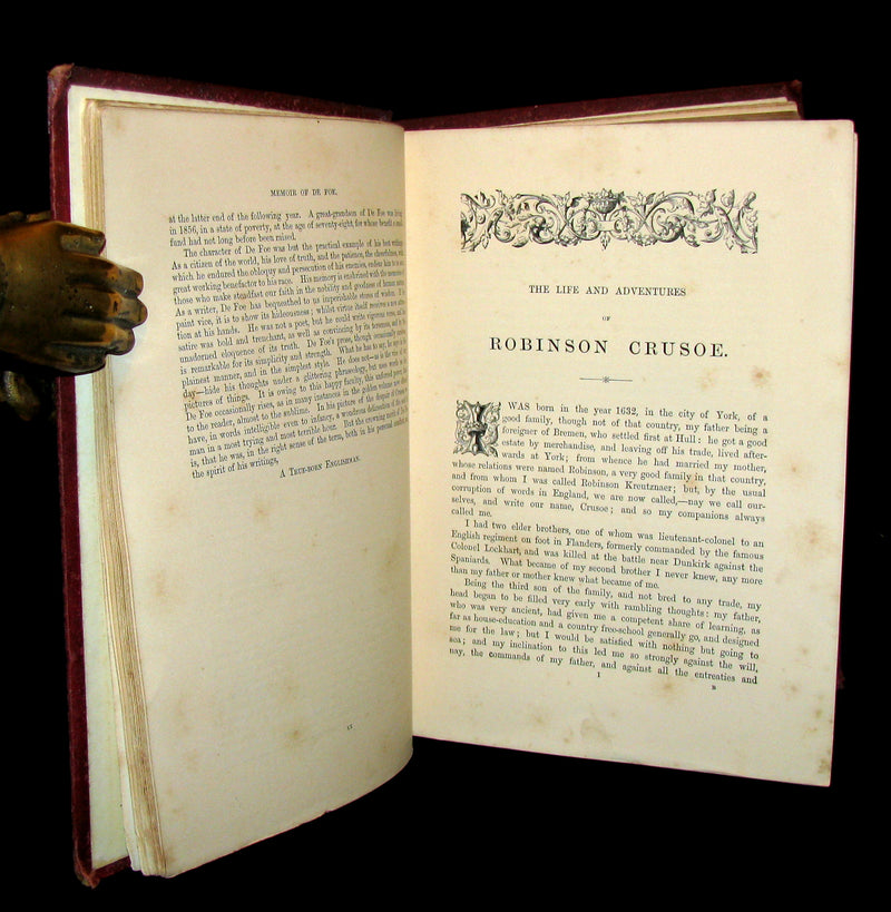 1869 Rare Victorian Book - THE LIFE & ADVENTURES OF ROBINSON CRUSOE.