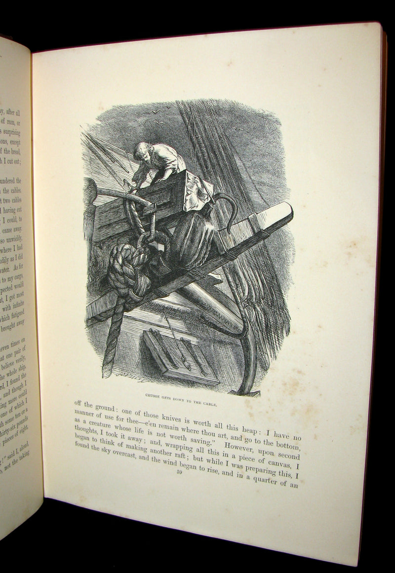 1869 Rare Victorian Book - THE LIFE & ADVENTURES OF ROBINSON CRUSOE.