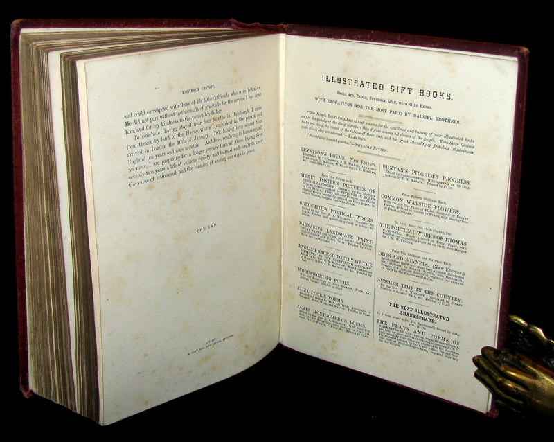 1869 Rare Victorian Book - THE LIFE & ADVENTURES OF ROBINSON CRUSOE.