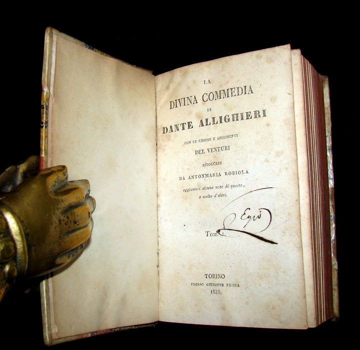 1830 Rare Italian Book - La Divina Commedia di DANTE ALIGHIERI - Divine Comedy